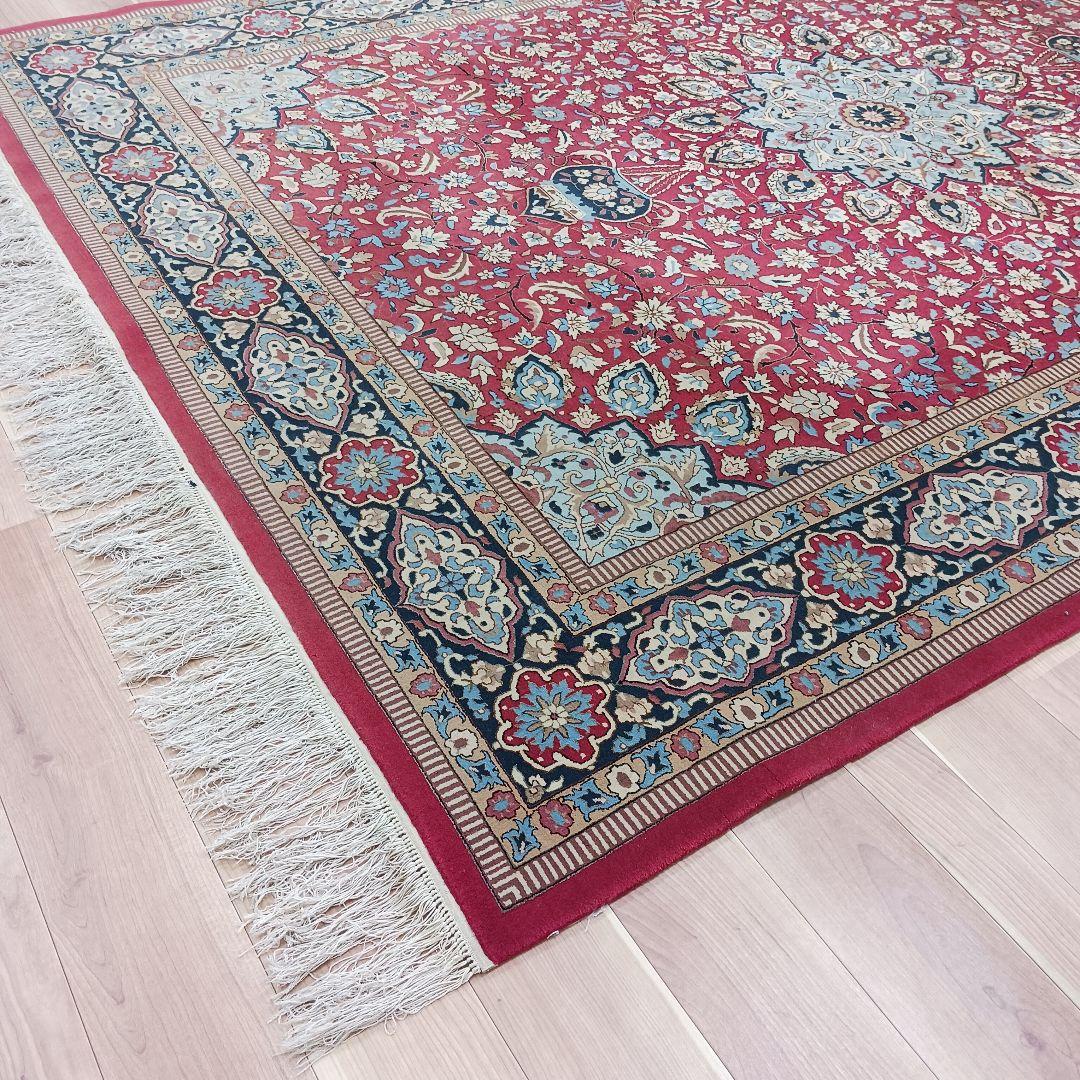 Y3055 最高級中国緞通 ウール×シルク 特大 大判217×301㎝