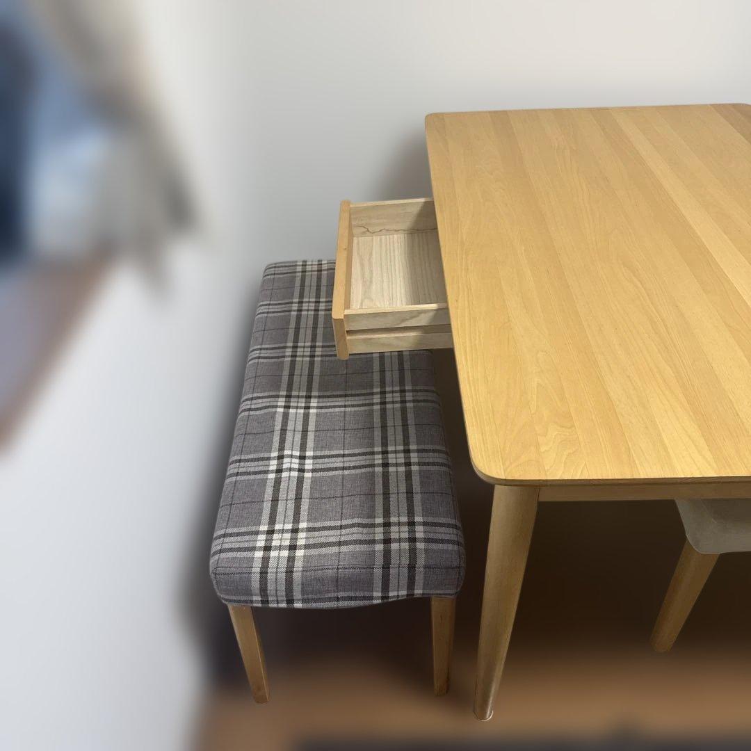 ダイニングテーブル 長椅子と椅子のペア