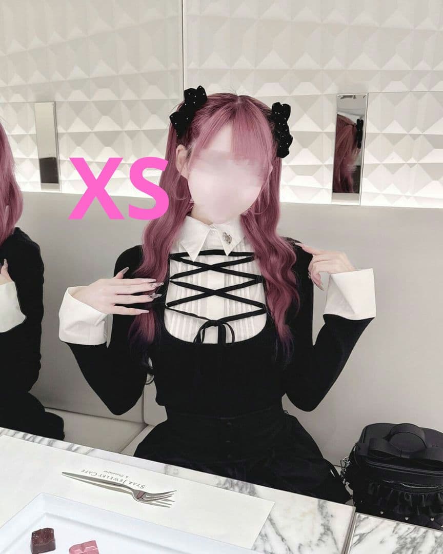 ミシェルマカロン　ハニーミュウ　レースアップドッキングトップス　XSサイズ　黒