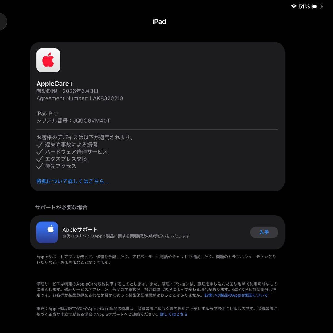 iPad Pro M4 1TB 11インチWi-Fi+Cellular Nano
