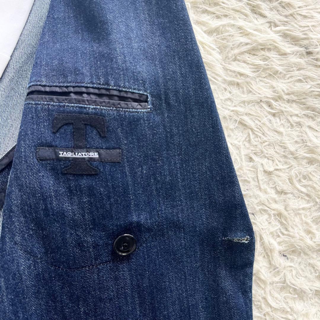 <美品>TAGLIATORE デニム インディゴ ダブル ジャケット サイズ44