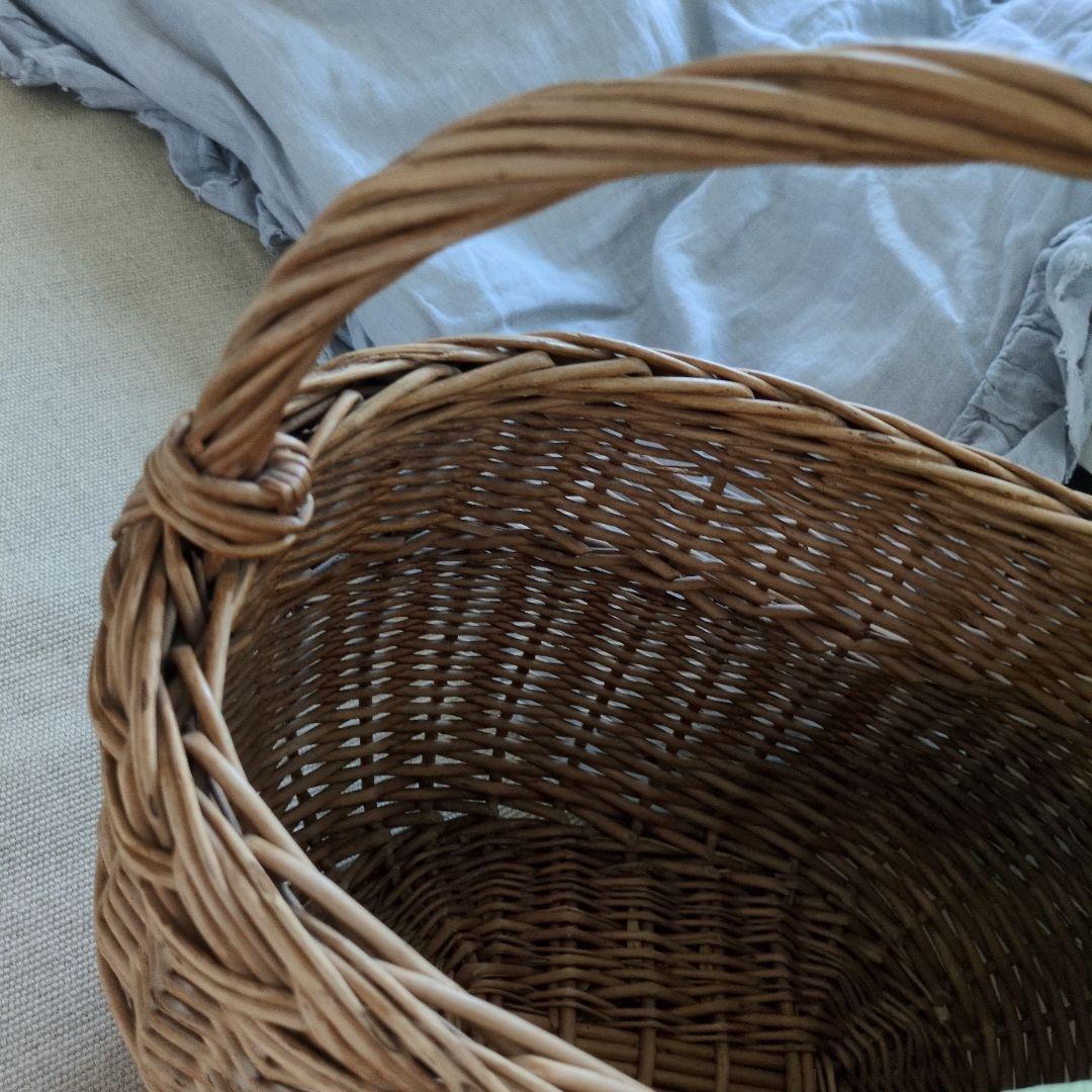 フランス　アンティーク　大きめ　パニエ　バスケット　籠　ブロカント雅姫