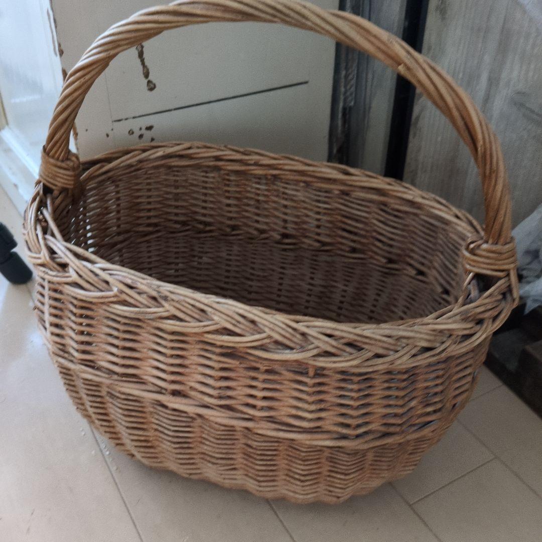 フランス　アンティーク　大きめ　パニエ　バスケット　籠　ブロカント雅姫