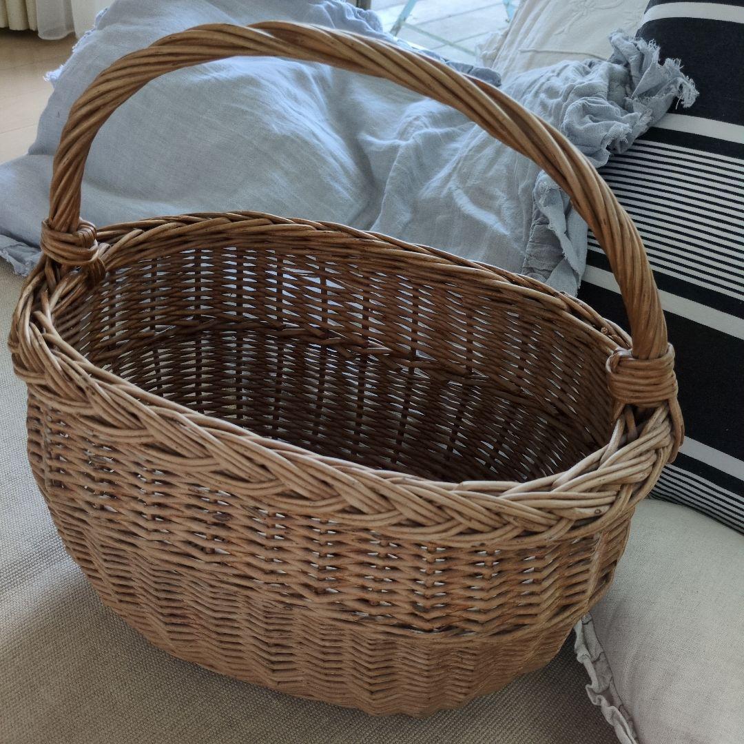 フランス　アンティーク　大きめ　パニエ　バスケット　籠　ブロカント雅姫