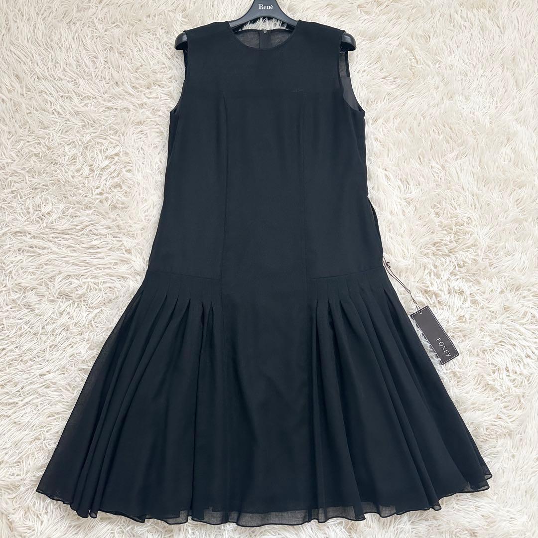 未使用✨️フォクシー チューリップフレア ドレス ワンピース ブラック M