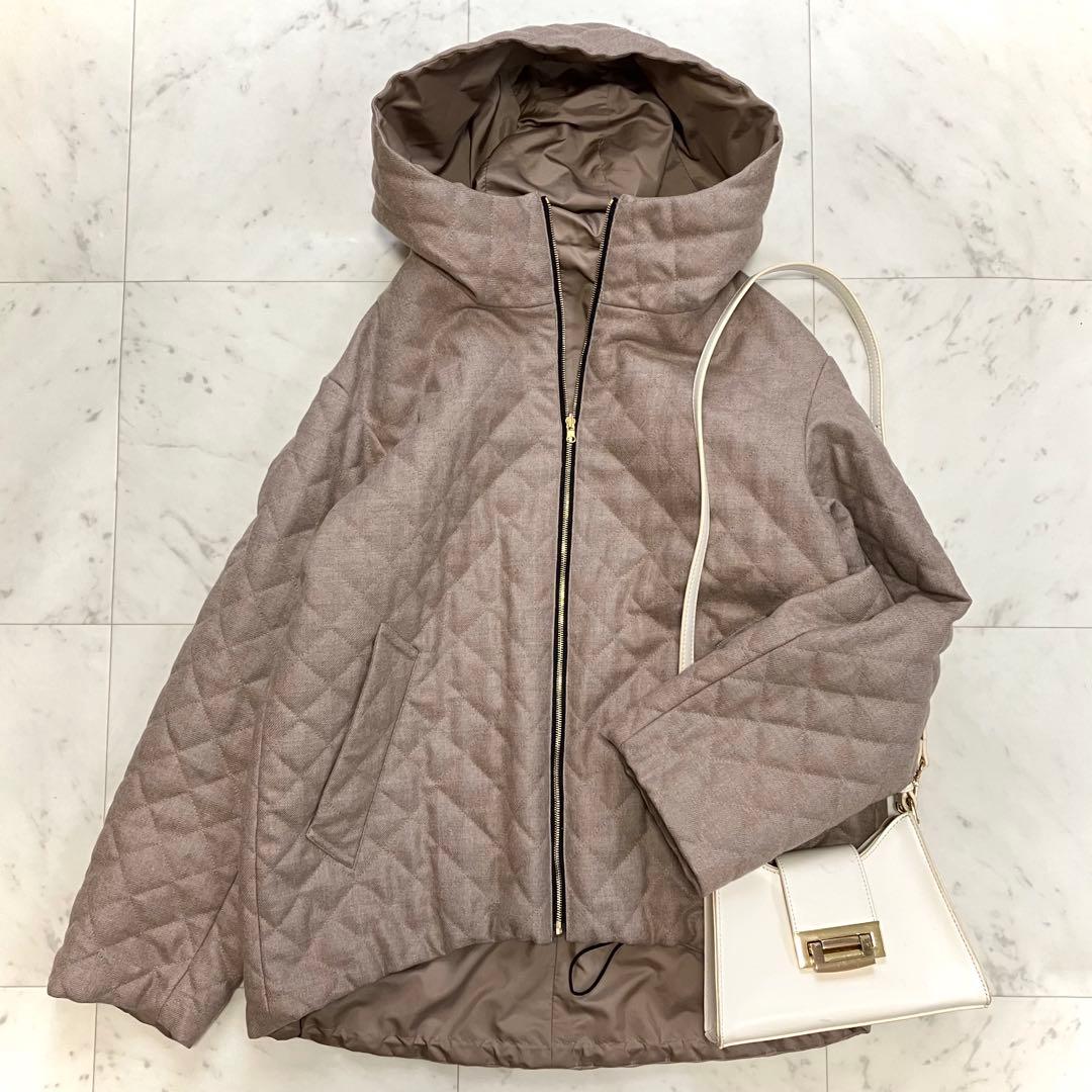 美品 ベイジ BEIGE, キルティングジャケット リバーシブル モカ