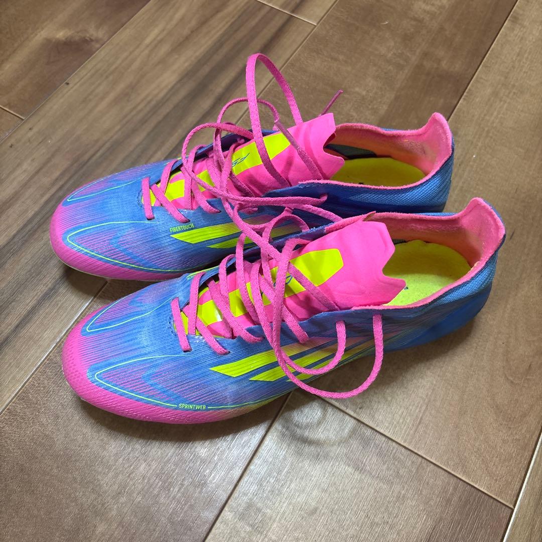 adidas F50 サッカーシューズ 青/ピンク/黄