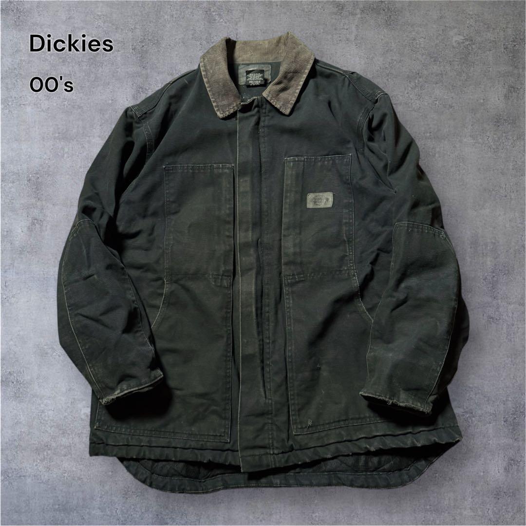 2187古着00年代Dickiesダック地カバーオール雰囲気系鬼フェード中綿墨黒
