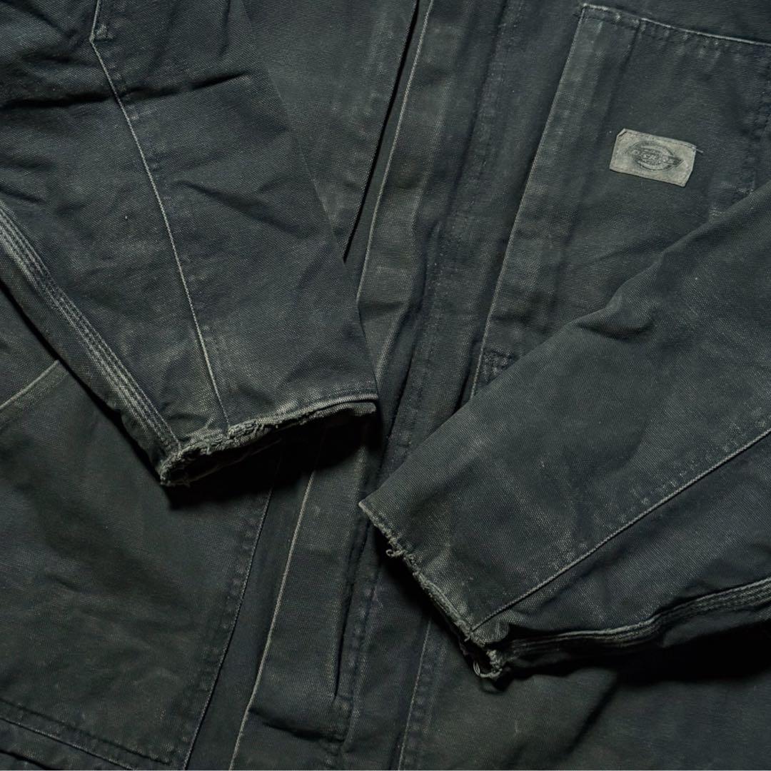 2187古着00年代Dickiesダック地カバーオール雰囲気系鬼フェード中綿墨黒