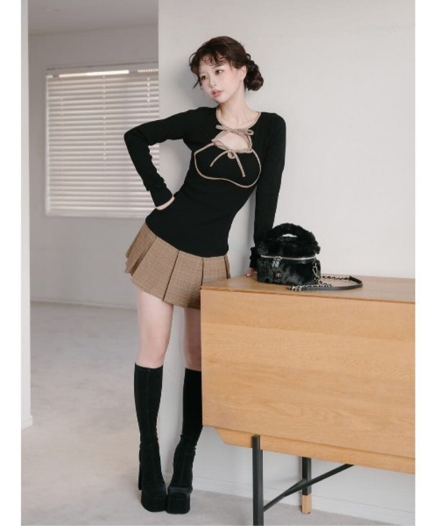 新品 Darich ダーリッチ ポイントチェックニットミニワンピース