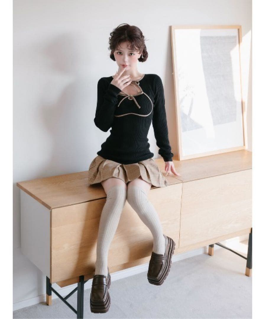 新品 Darich ダーリッチ ポイントチェックニットミニワンピース