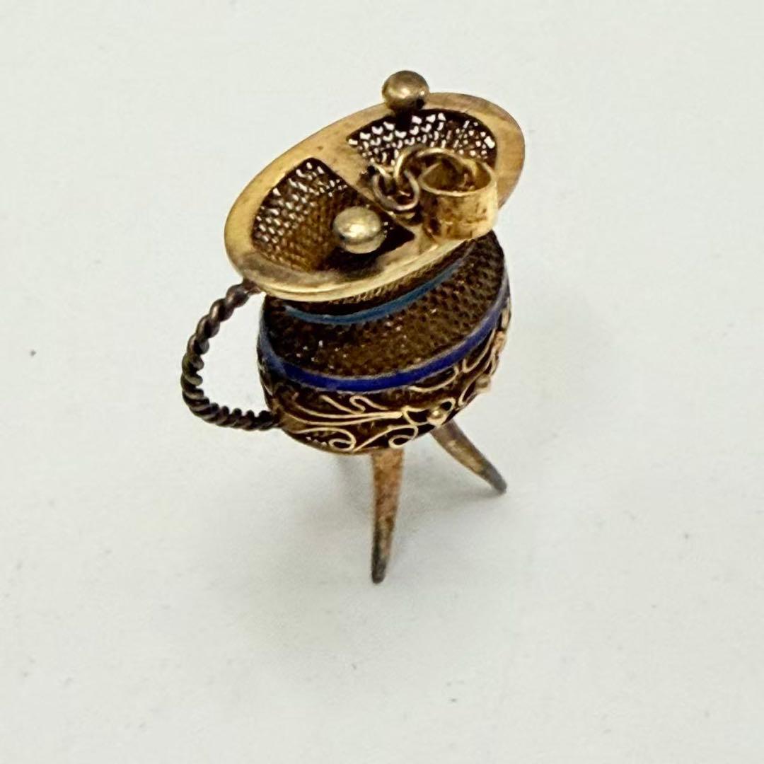 ヴィンテージ 1980年代 中国 SILVER 銀細工 七宝焼 ペンダント