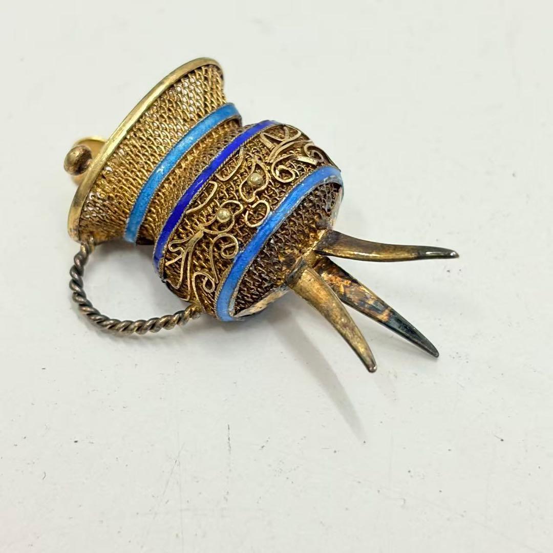 ヴィンテージ 1980年代 中国 SILVER 銀細工 七宝焼 ペンダント