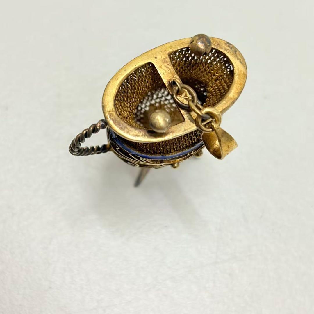 ヴィンテージ 1980年代 中国 SILVER 銀細工 七宝焼 ペンダント