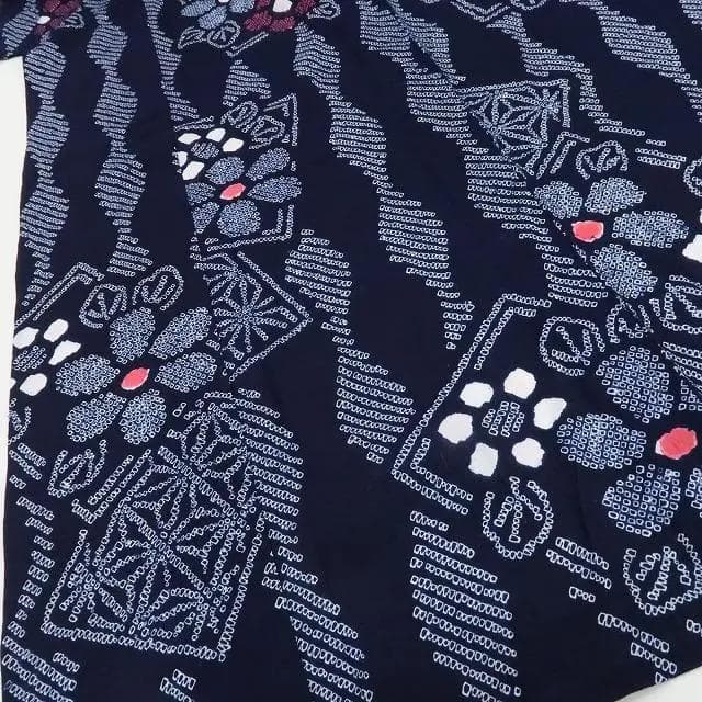 Y1180◆新品 綿 有松鳴海絞り 洗える夏着物 仕付け糸付 手縫い 高級浴衣