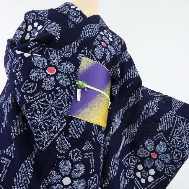 Y1180◆新品 綿 有松鳴海絞り 洗える夏着物 仕付け糸付 手縫い 高級浴衣