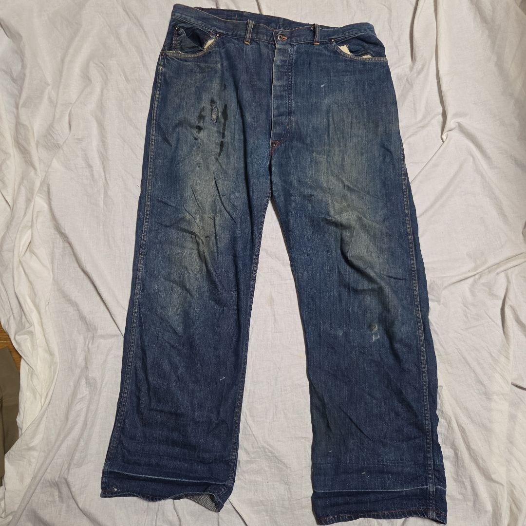 ​激レア 40s 大戦期 ペインターパンツ 股リベ ドーナツボタン 濃紺 W40