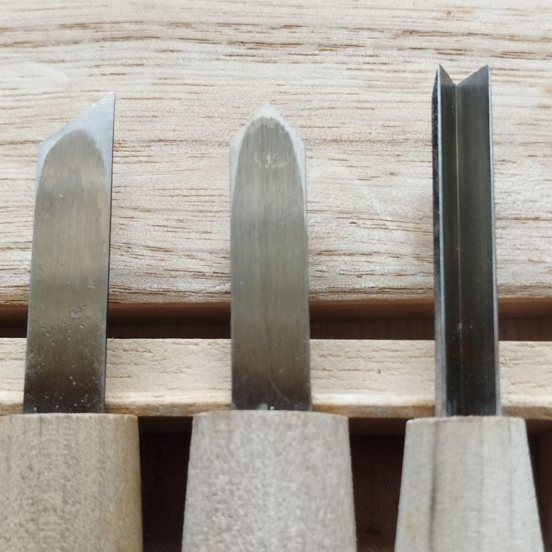 彫勝 高級 彫刻刀 安来青紙 鋼付 本職用 桐箱 7本組