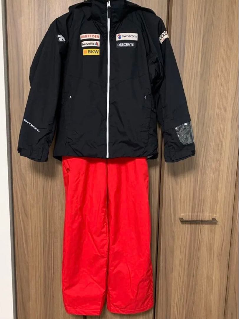 DESCENTE 子ども用スキーウェア 黒/赤