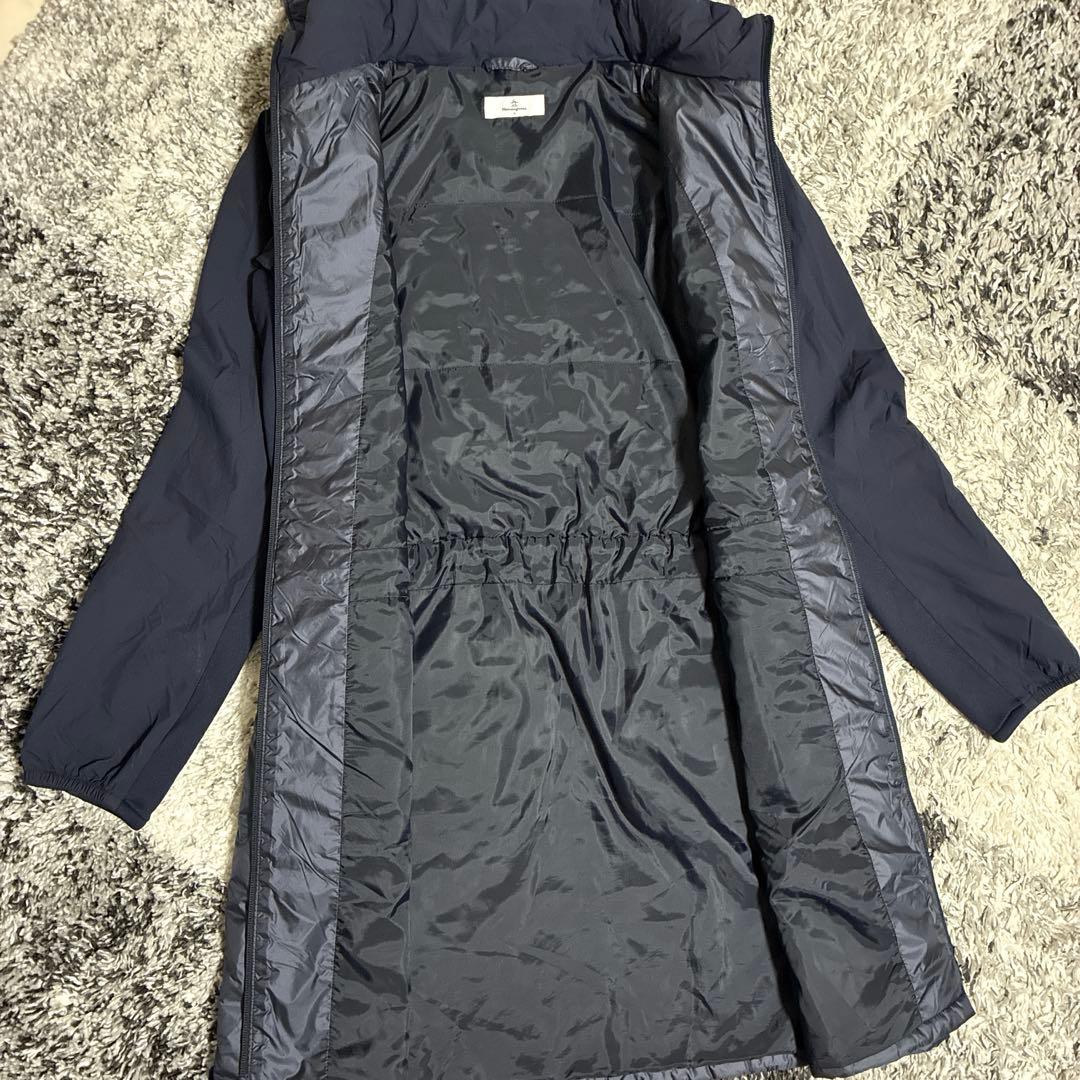 マンシングウェア　フード付きダウンワンピース　ネイビー　フード取り外し　L