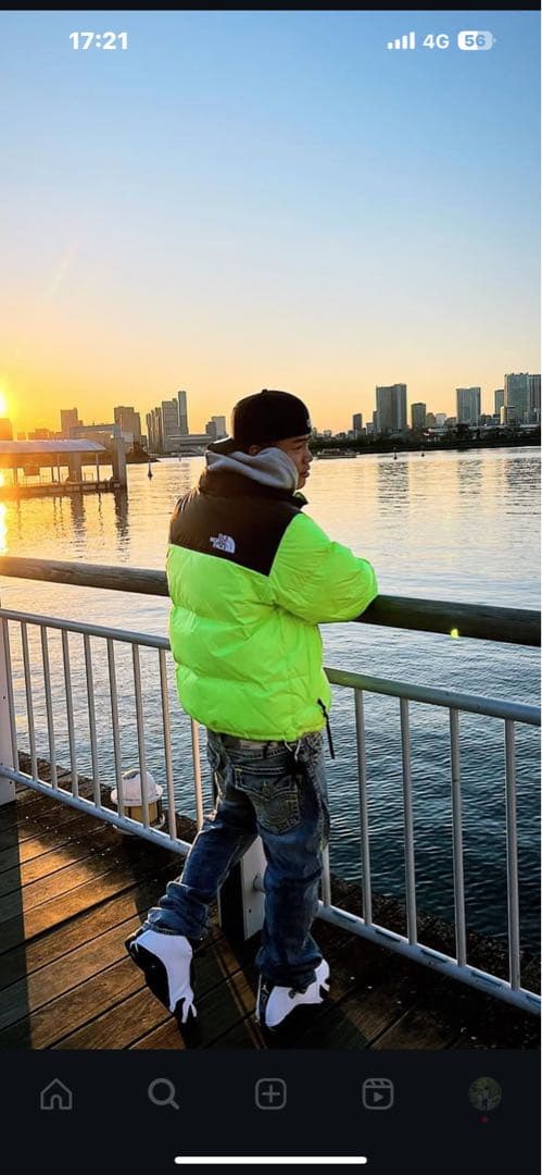 THE NORTH FACE ダウンジャケット黒/ライムグリーン　ヌプシ　700