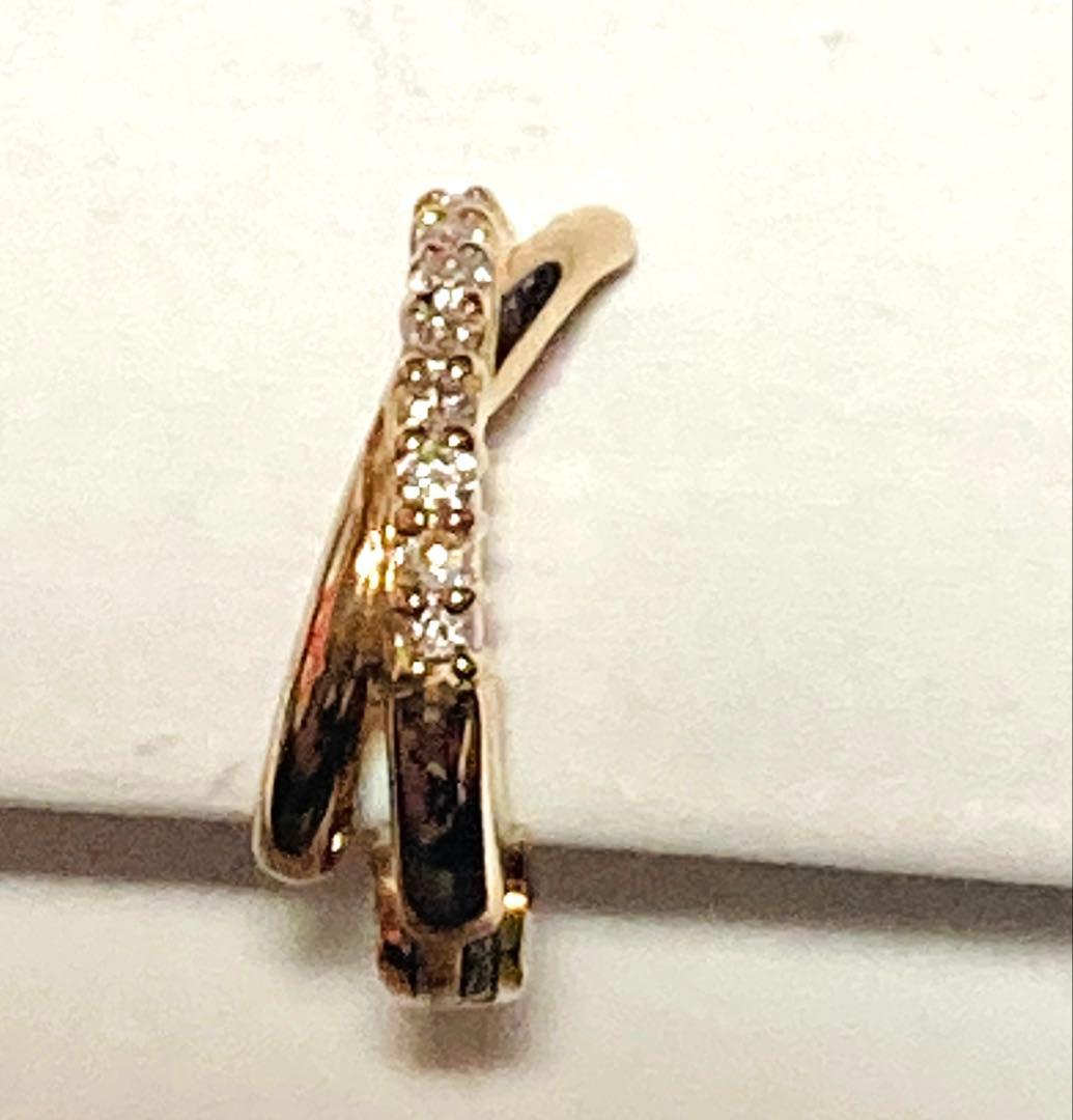 K18PG ダイヤモンド 0.03 フープ 中折れ イヤリング イヤーカフ