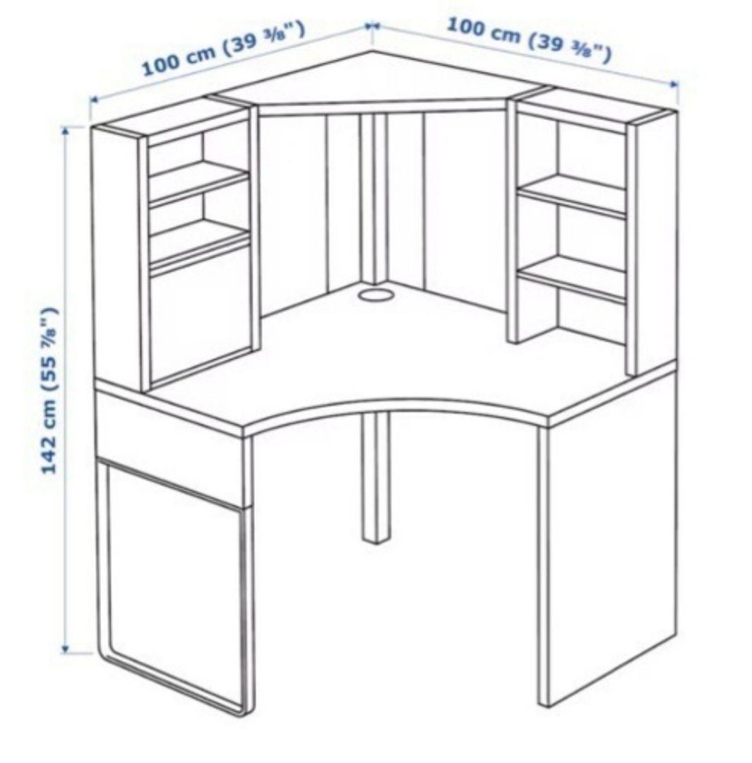 IKEA MICKE コーナーデスク ホワイト コーナーデスク 収納付き