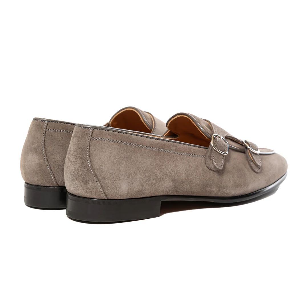 【未使用級】Berwick グレー スエード ダブルモンク ローファー 39