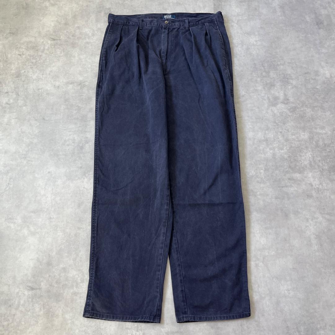ポロバイ ラルフローレン W36 チノパン 90s USA製 紺 19004