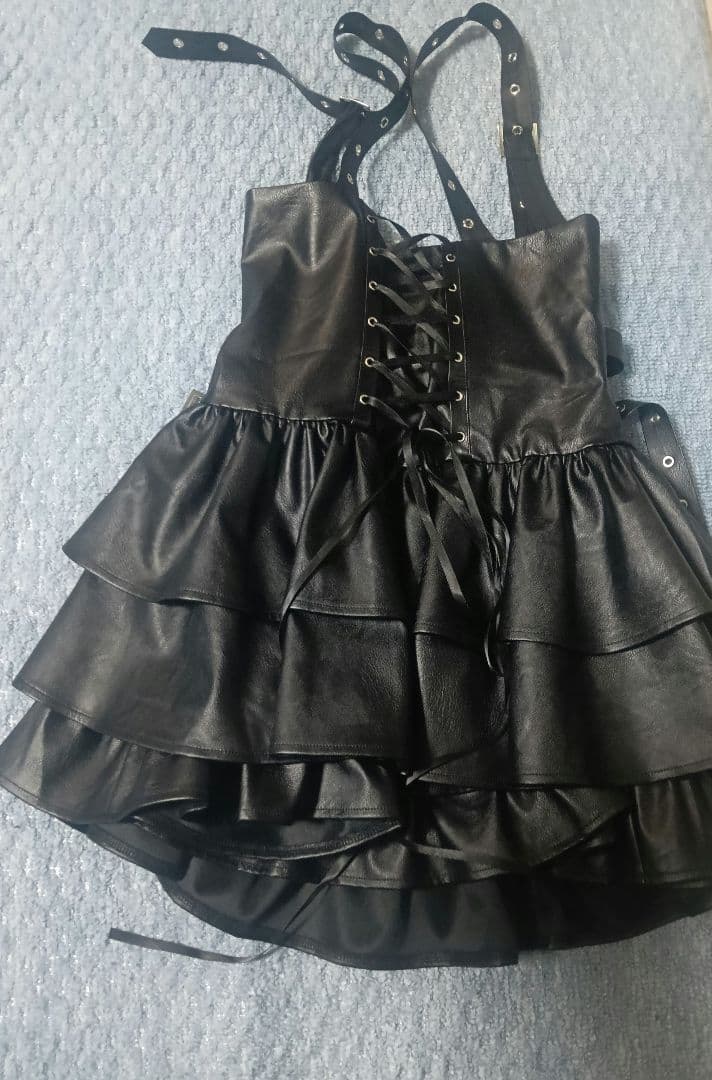 スカート QOOZA IMVAL Frill Leather Dress
