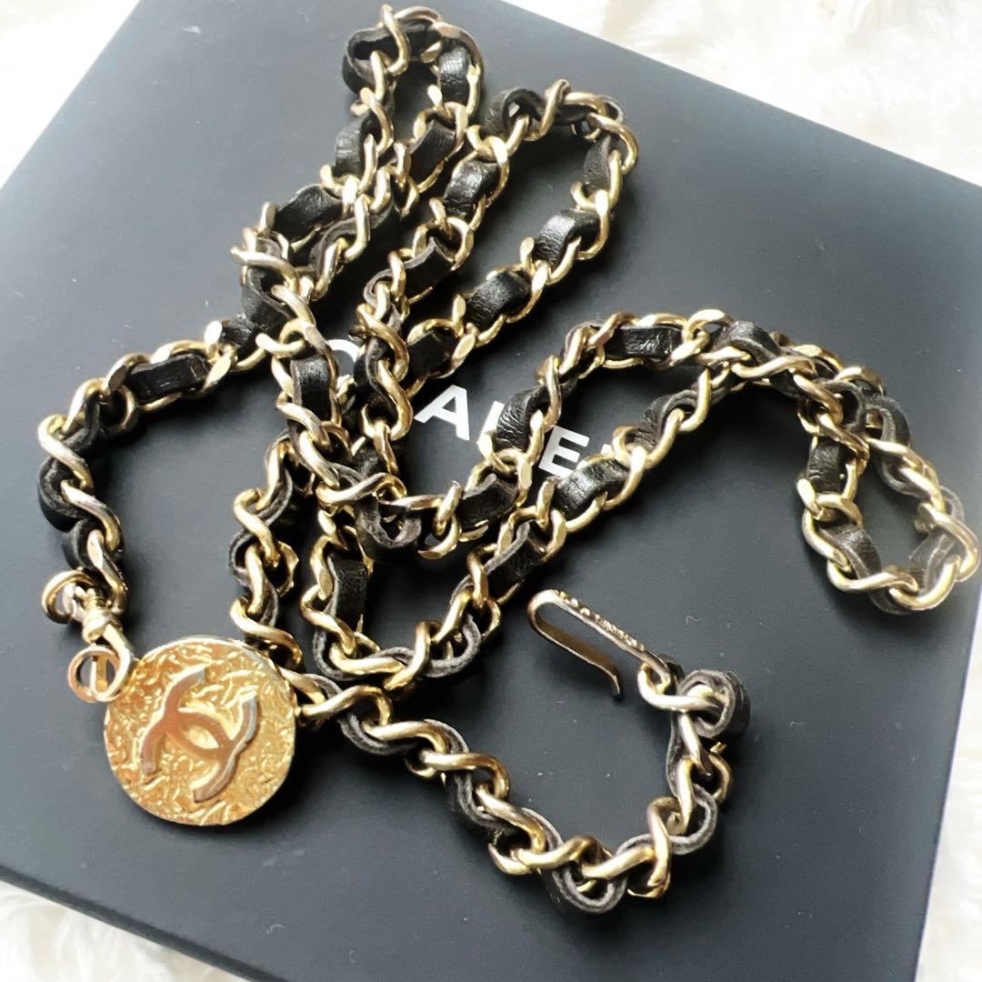 美品　CHANEL シャネル　チェーン　ベルト　ヴィンテージ　本革　レザー