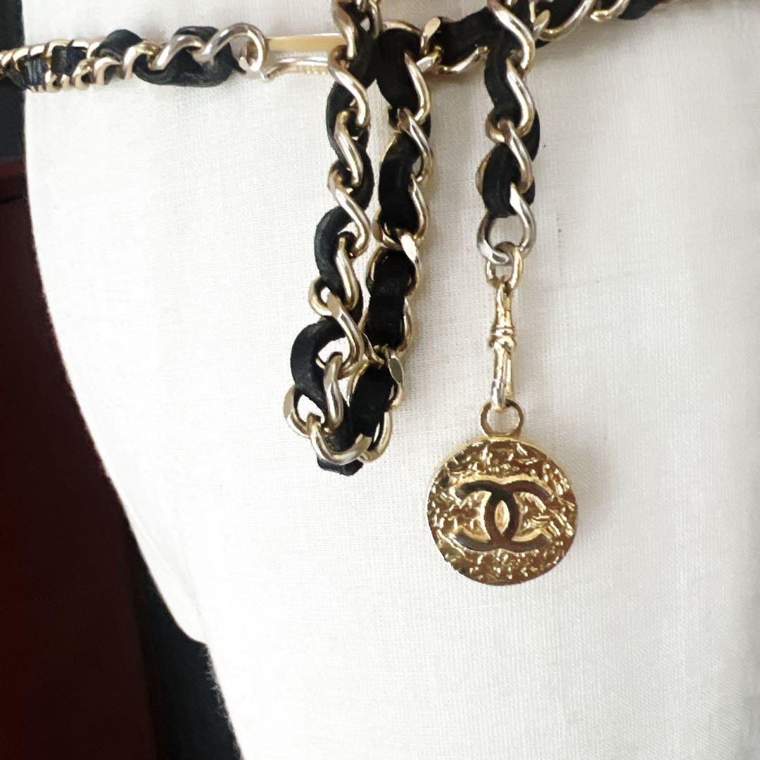 美品　CHANEL シャネル　チェーン　ベルト　ヴィンテージ　本革　レザー