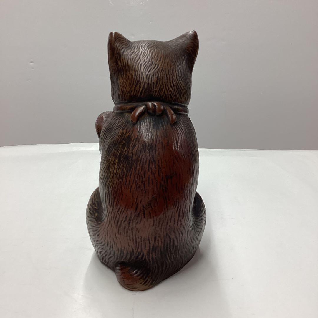 備前焼　招き猫　　(少し古い時代) ［匿名便］