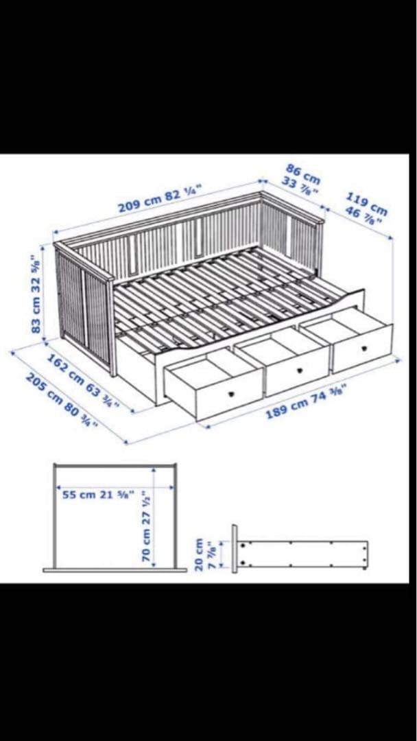 IKEA HEMNES デイベッド 白 収納 引き出し付き／東京23区 引取希望