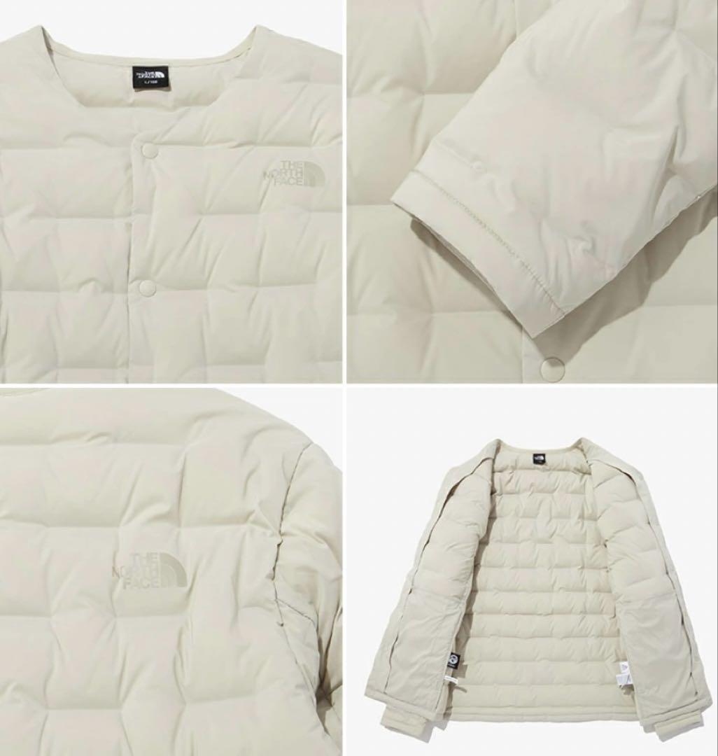 新品⭐️ノースフェイス　チューブダウンカーディガン　ベージュXL 韓国限定