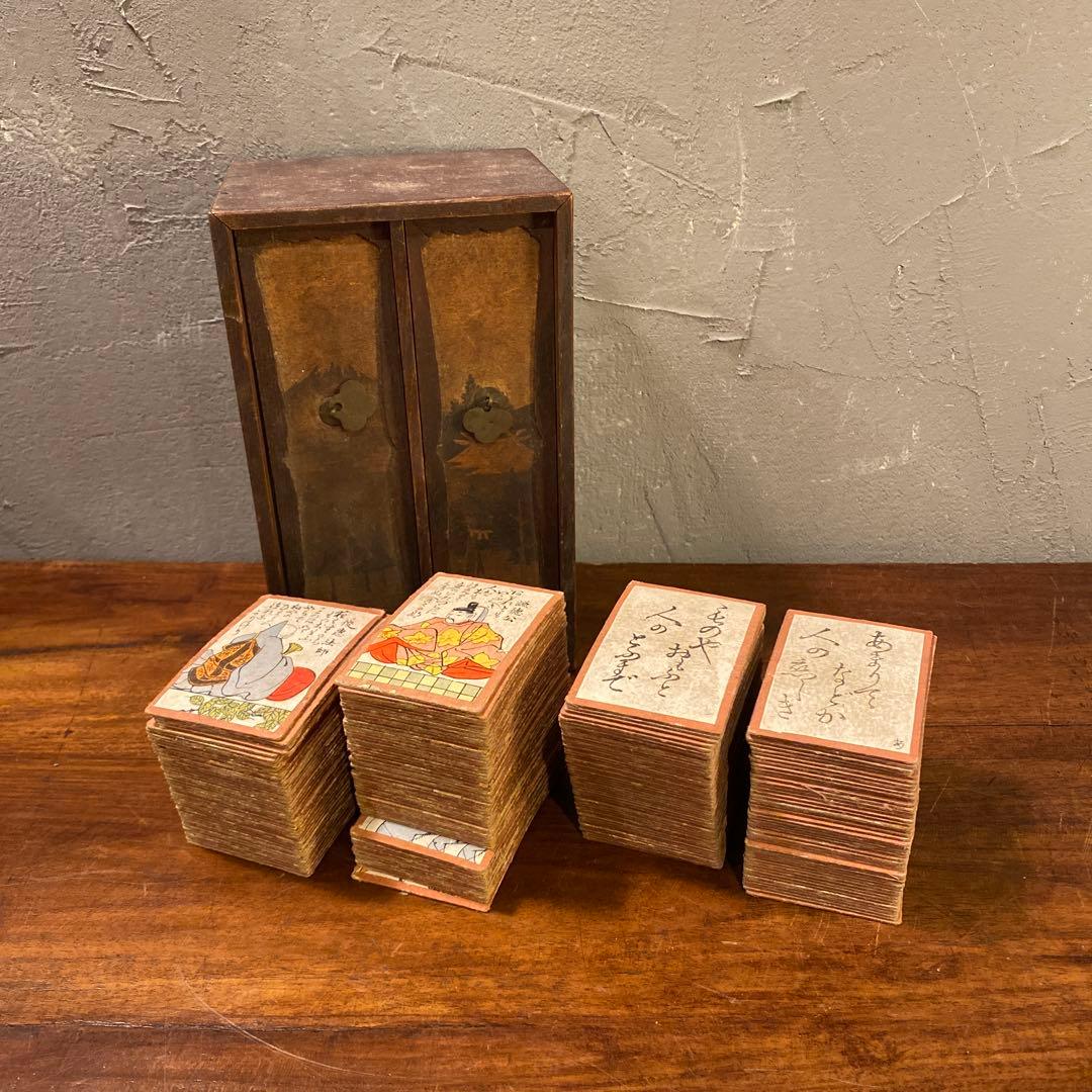 大正12年 百人一首 共箱付き 富士絵 骨董品 時代物 コレクション 印刷物