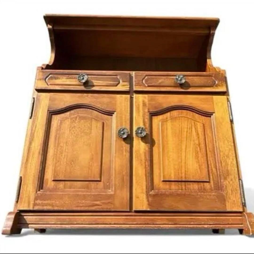 80sカリモク コロニアル観音扉 カントリーキャビネット電話台 ブラウン