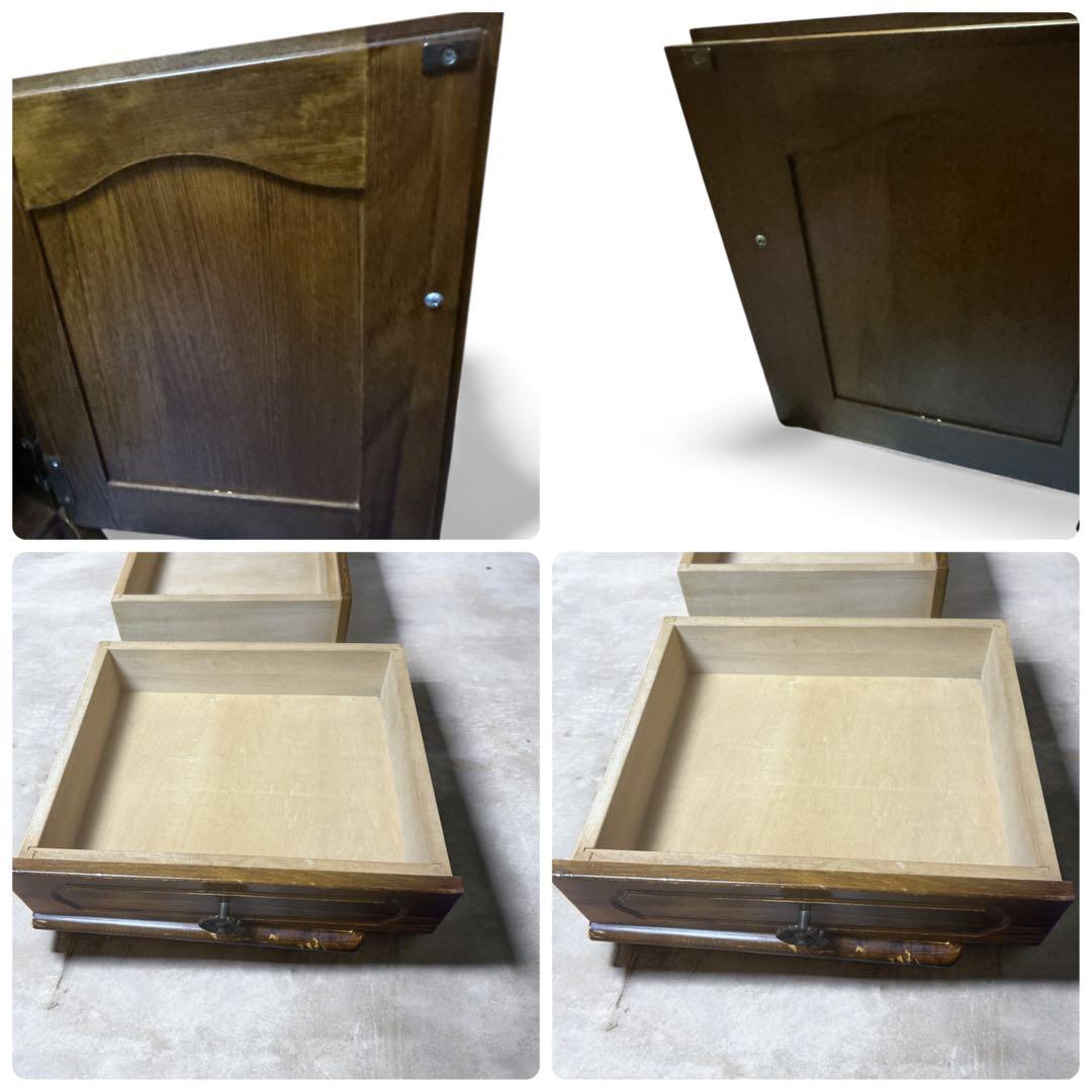 80sカリモク コロニアル観音扉 カントリーキャビネット電話台 ブラウン