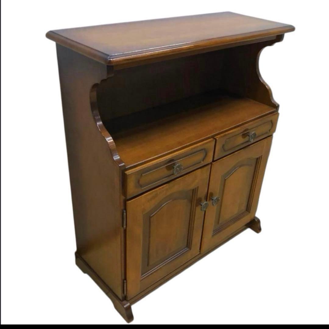 80sカリモク コロニアル観音扉 カントリーキャビネット電話台 ブラウン