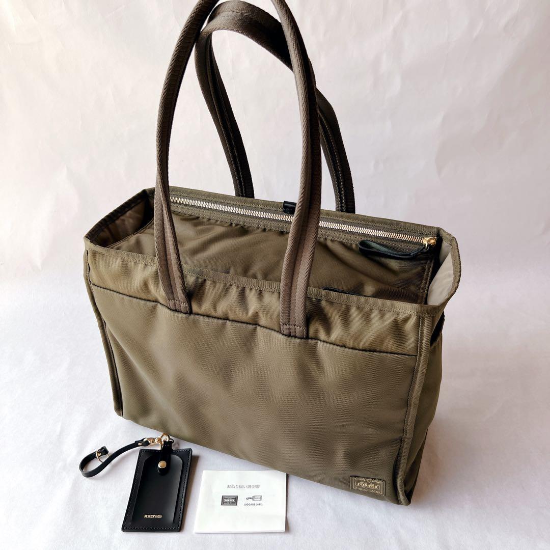 極美品✨ポーター　シア トートバック(L) 871-15120 オリーブ