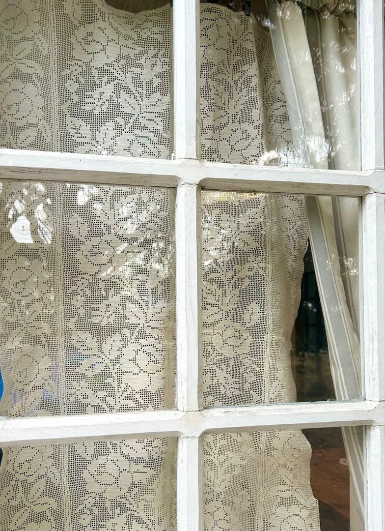 フランス　アンティーク　手編みクロッシェレース　テーブルクロス　カーテン