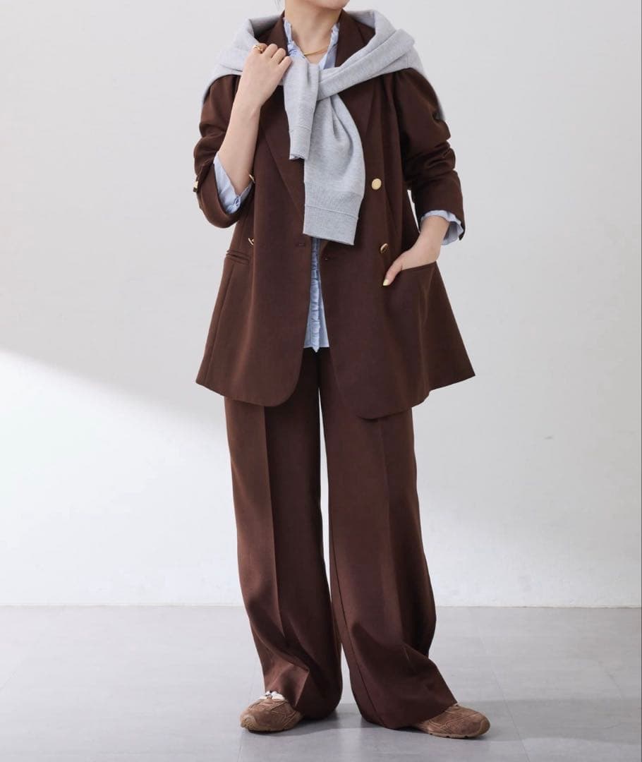 ウールライクダブルジャケット　ブラウン