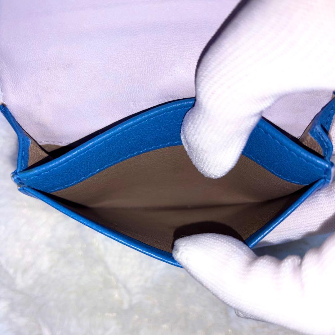 【レア✨】BOTTEGA VENETA イントレチャート 名刺入れ ブルー 青