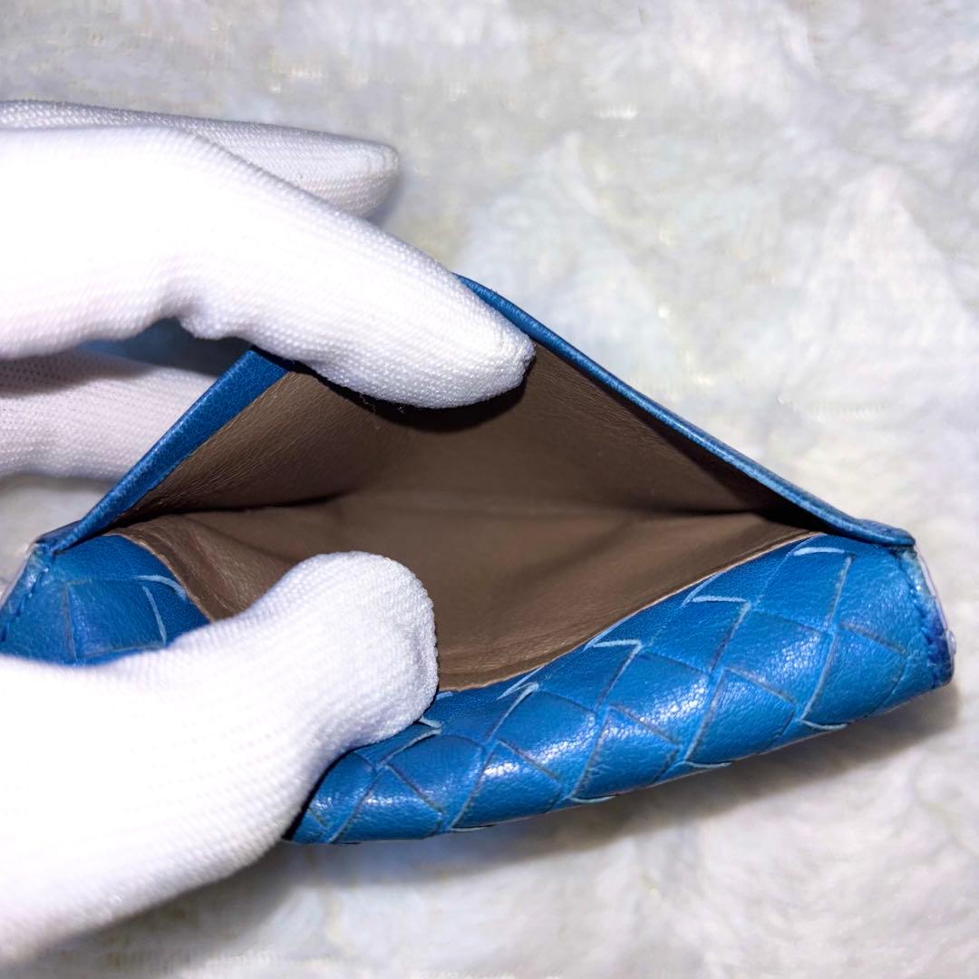 【レア✨】BOTTEGA VENETA イントレチャート 名刺入れ ブルー 青