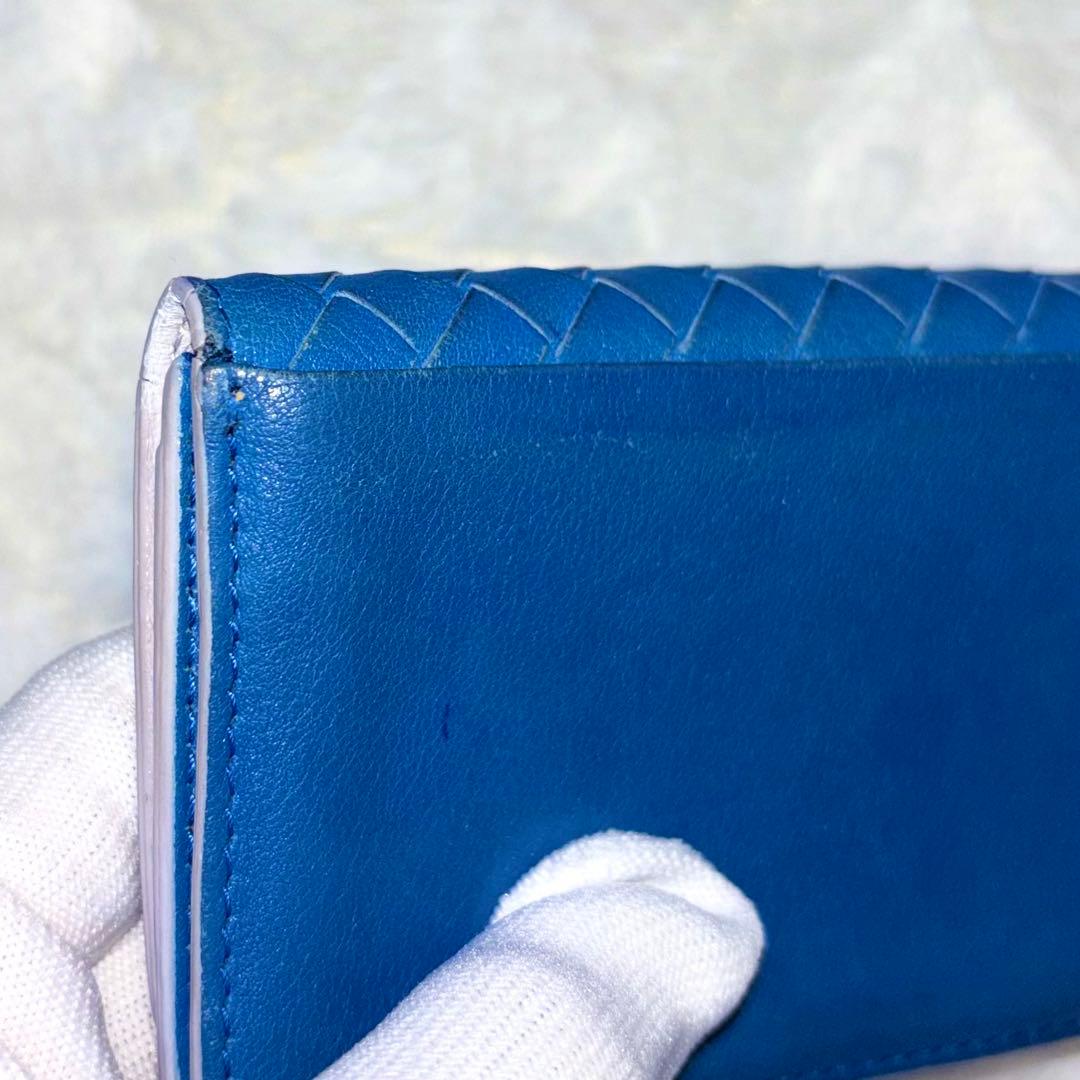 【レア✨】BOTTEGA VENETA イントレチャート 名刺入れ ブルー 青