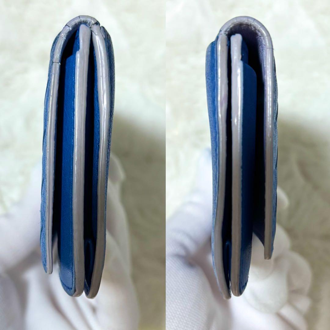 【レア✨】BOTTEGA VENETA イントレチャート 名刺入れ ブルー 青