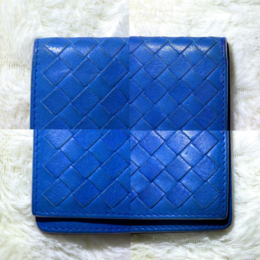 【レア✨】BOTTEGA VENETA イントレチャート 名刺入れ ブルー 青
