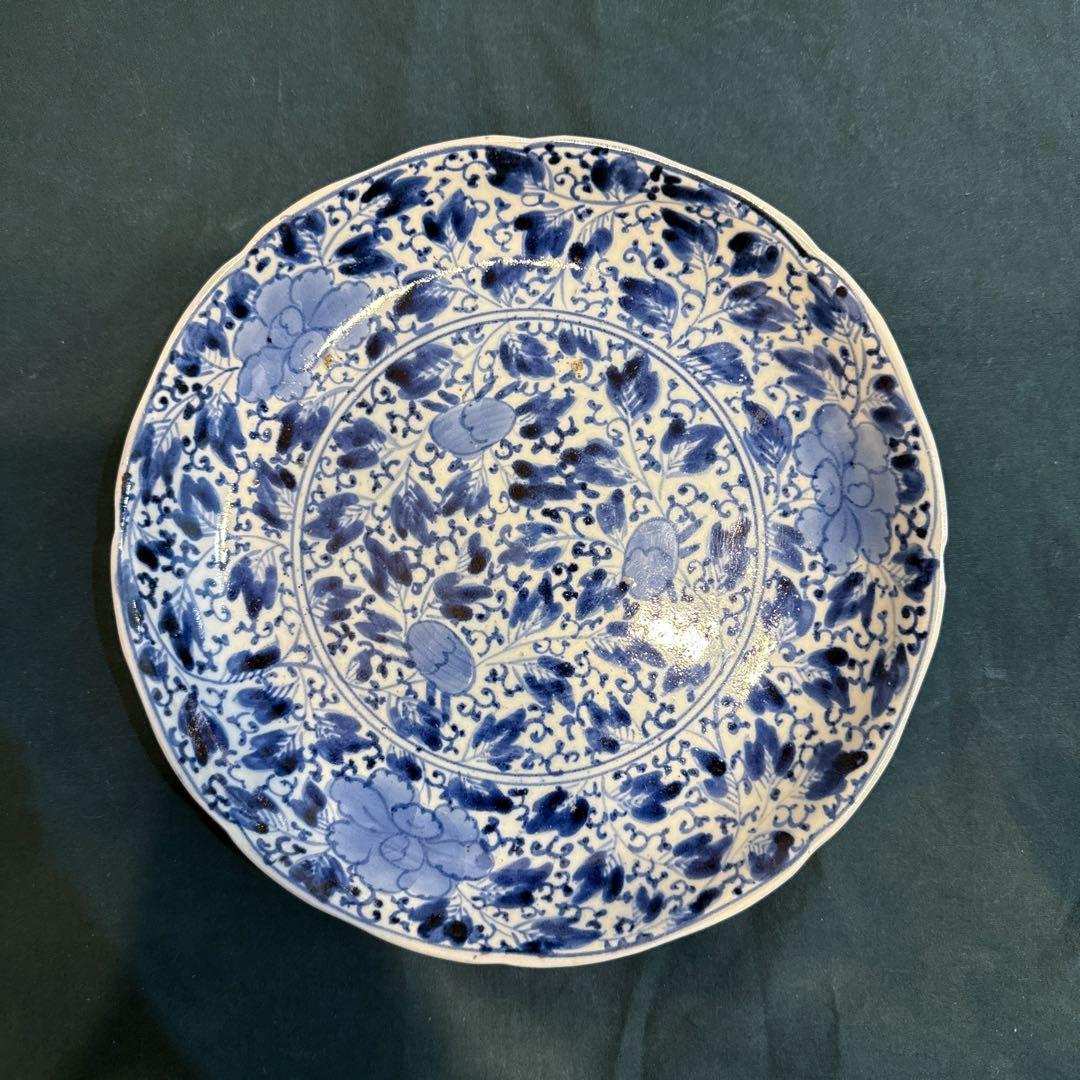 古伊万里　染付　総花唐草　8寸皿