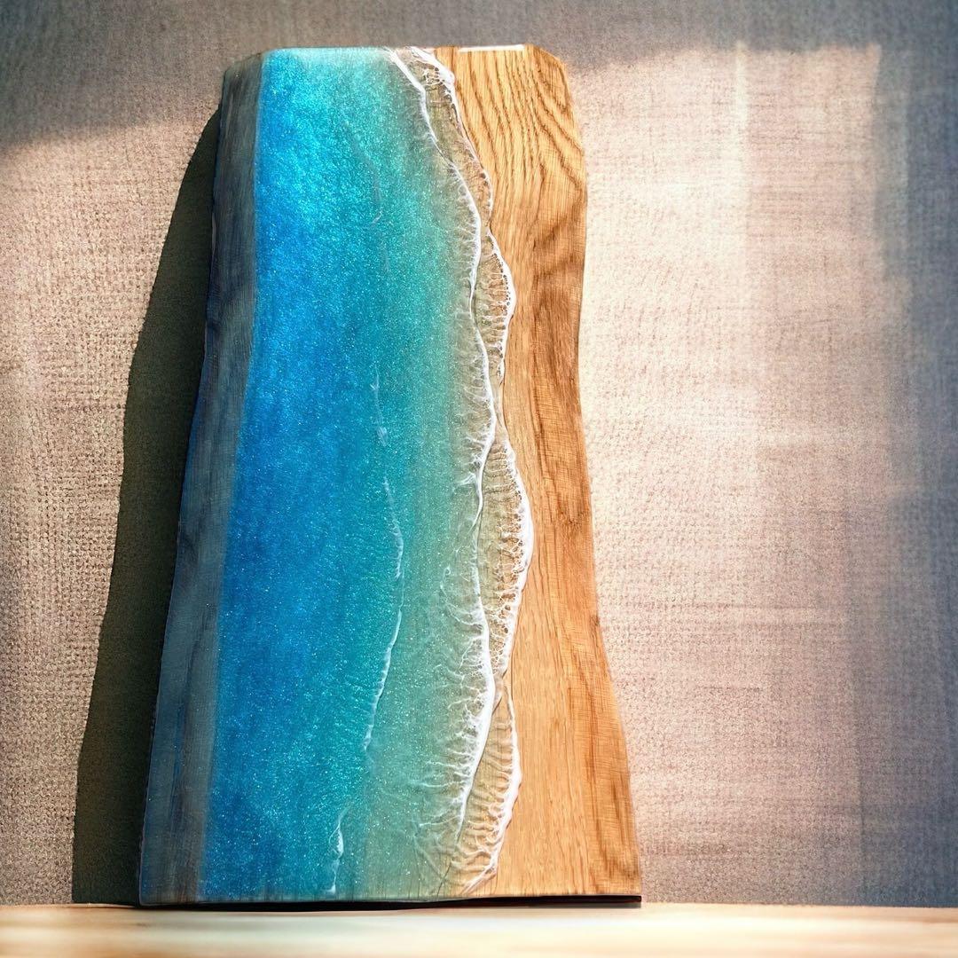 一枚板　レジン　レジンアート　海アート　インテリア　オーシャンアート　無垢