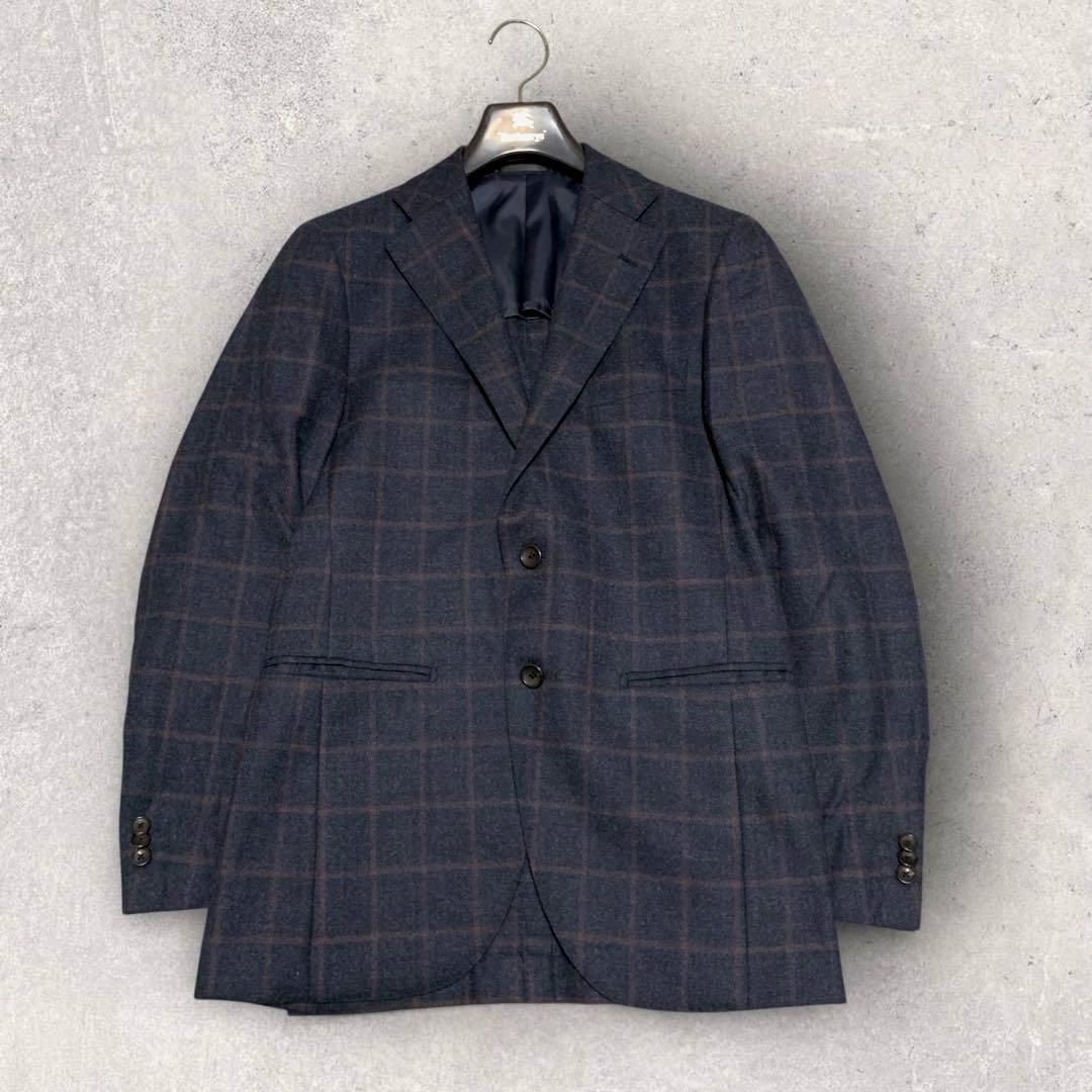 ONLY セットアップシングルスーツ REDA生地 チェック柄 ネイビー